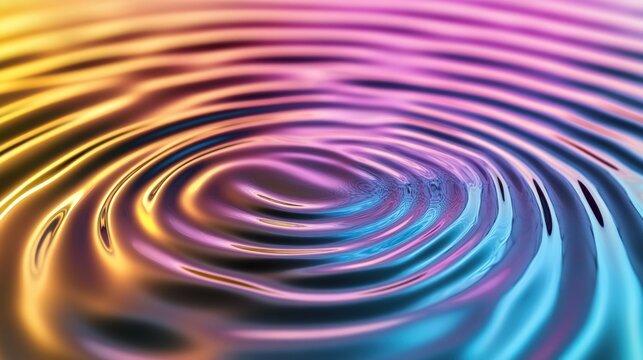 An inspiring scene of colorful, abstract ripples spreading outwards from a central point on a smooth, neutral surface
