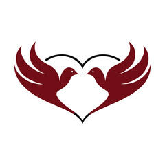 a graphic design of two black birds in the shape of a heart.