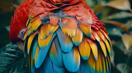 Obraz premium Macaw Parrot Posing Against a Vibrant Background