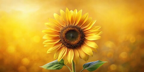 Fototapeta premium A Single Sunflower in a Field of Golden Light, Capturing the Essence of Summer's Warmth and Radiance