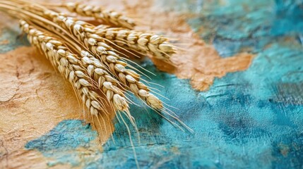 Map of Africa with wheat grain showcasing global food security and sustainable agriculture concepts with copy space for text or branding.