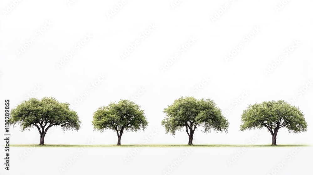 Aufkleber tree line silhouette on white background creating a serene and minimalistic nature aesthetic for des