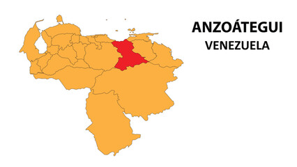 Anzoátegui Map is highlighted on the Venezuela map with detailed state and region outlines.
