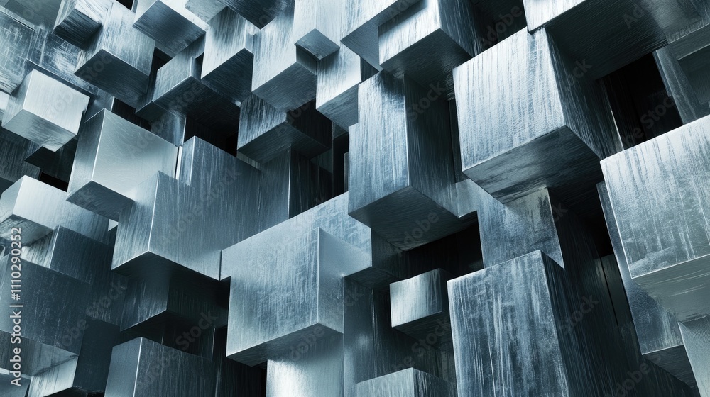 Poster abstract aluminum block patterns showcasing industrial processes with a focus on metallic textures a