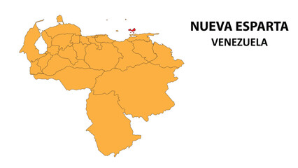 Nueva Esparta Map is highlighted on the Venezuela map with detailed state and region outlines.