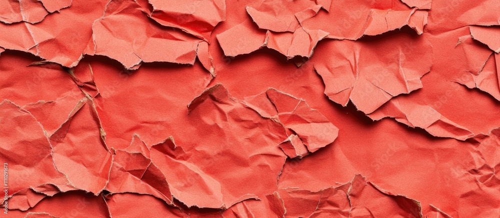 Poster textured crumpled red paper background for creative design and artistic projects