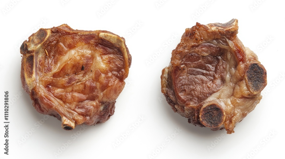 Poster pork shoulder butt steaks displayed on white background highlighting texture and color high resoluti