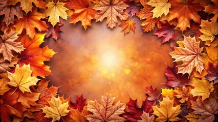 Fototapeta premium A radiant autumn background with a warm golden glow and vibrant fall foliage, showcasing the beauty of changing seasons.