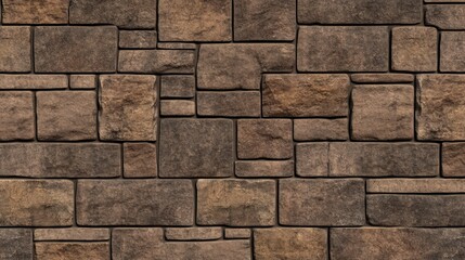 Obraz premium Natural stone wall texture with rustic brown tones and varied stone shapes ideal for backgrounds and architectural design projects