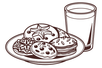 Christmas cookies and milk clean silhouette color B.eps