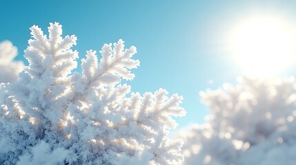 Sparkling Winter Snowflakes  Frosty Branches  Sunlit Blue Sky