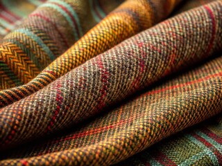 Detailed Long Exposure Shot of Tweed Fabric Highlighting Its Coarse Texture and Timeless Elegance, Perfect for Evoking Sophistication and Classic Style in Fashion Photography