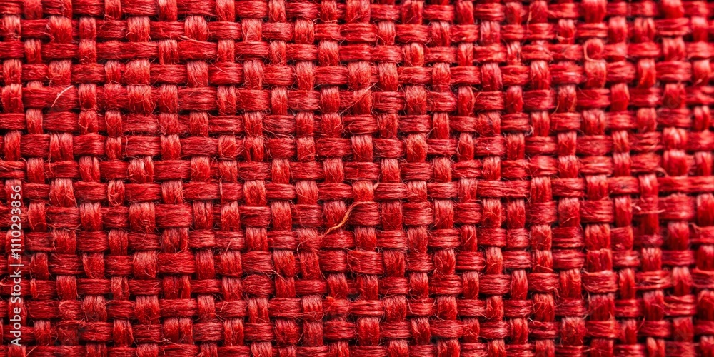 Aufkleber detailed view of red burlap fabric showcasing its coarse weave for creative projects and textile app