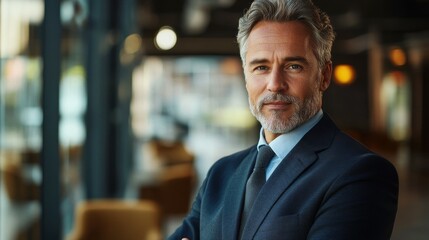 Fototapeta premium Middle-aged American man with a business suit and a confident look.