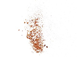 chilli, powdered Chili, texture, isolated white background, splash, splash effect, Dried red chili...