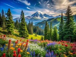 Fototapeta premium Discover the Unseen Wonders of Nature: A High Depth of Field Journey Through Lush Landscapes, Majestic Mountains, and Serene Waterways for a Fresh Perspective on the Outdoors