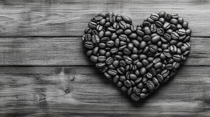 Coffee beans arranged in a heart shape symbolize warmth love and passion evoking a sense of connection energy and the comforting embrace of coffee's aromatic allure