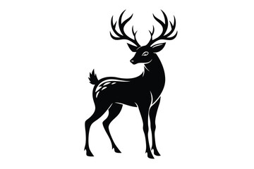Deer on white background silhouette logo B.eps