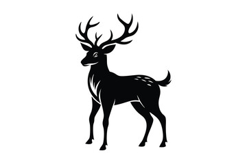 Deer on white background silhouette logo E.eps