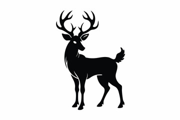Deer on white background silhouette logo F.eps