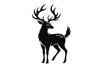 Deer on white background silhouette logo G.eps
