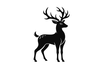 Deer on white background silhouette logo J.eps