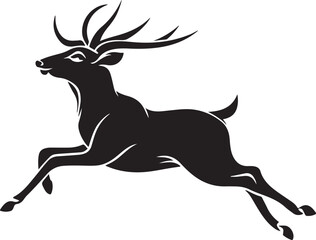 A black deer silhouette illustration vector .