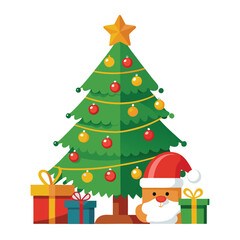 christmas tree with gifts vector illustration