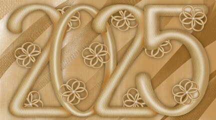 
Handwritten golden English letters happy new year 2025 on colorful background.
