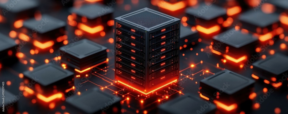Poster a futuristic depiction of a computer processor surrounded by glowing circuitry, showcasing advanced 