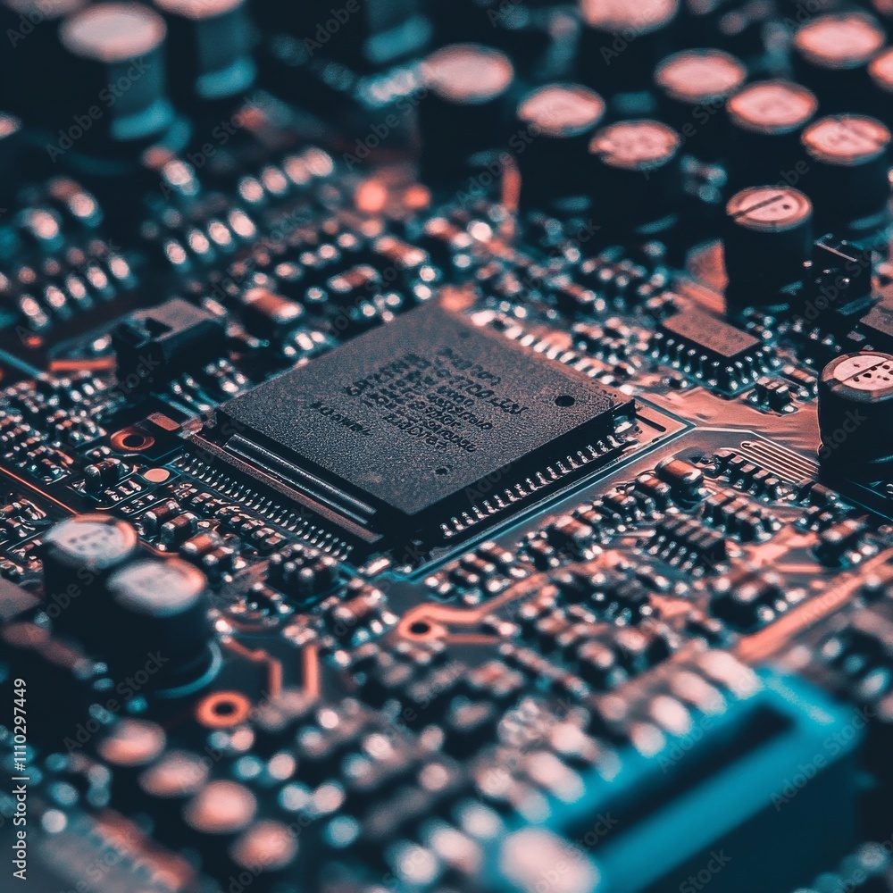Aufkleber computer part circuit board close up photo