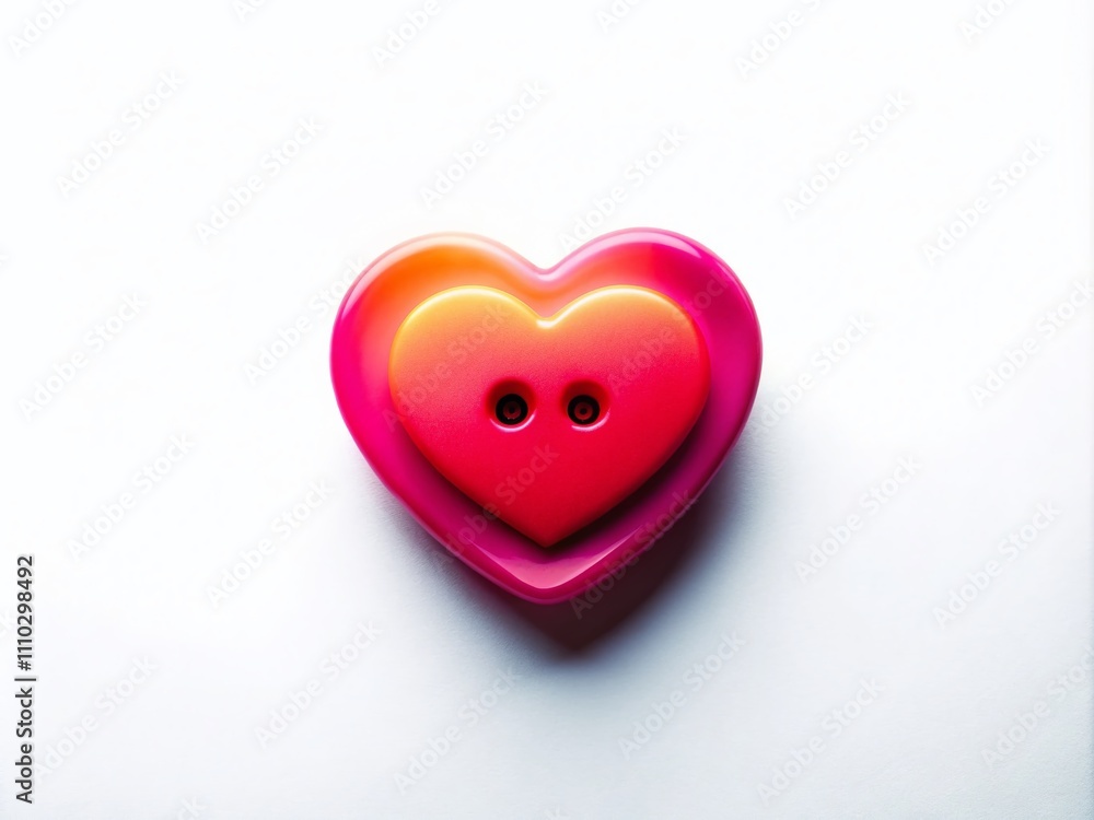 Poster duotone heart button symbolizing love in a minimalistic style on a clean white background, perfect f
