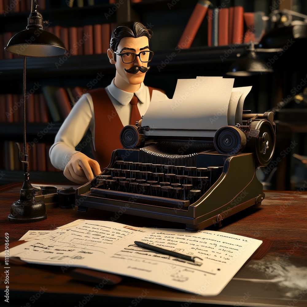 Aufkleber content edit. 3d laptop and copywriting technology. text writer. brief for course. business digital 