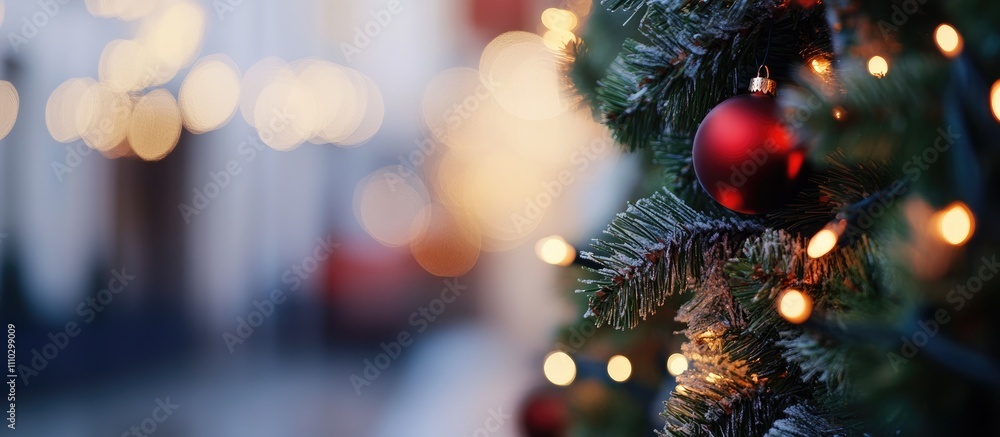 Poster warm and cold blurred lights from a christmas garland creating a festive atmosphere with soft bokeh 