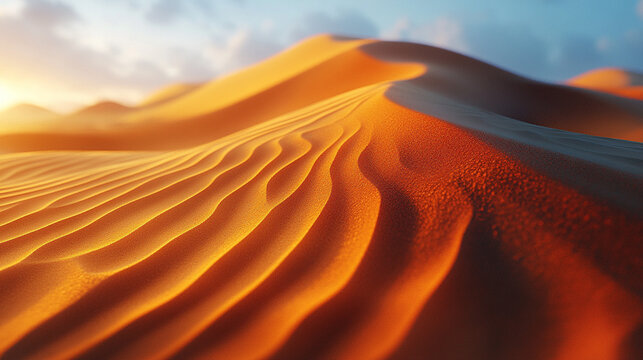 sand dunes showcasing the intricate texture of fine grains capturing the vastness and fluidity of nature's patterns in the desert landscape - Powered by Adobe