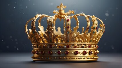 A sense of power and majesty is conveyed by the graceful and majestic golden crown that floats in midair on a clear and pure background.Artificial Intelligence