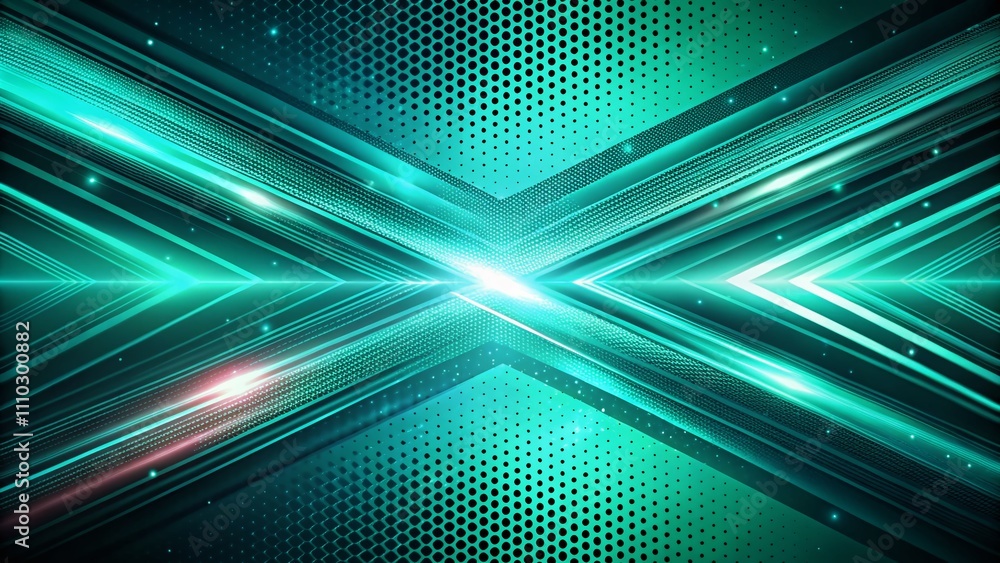 Poster dynamic turquoise halftone background with parallelogram patterns for modern abstract art, evoking e