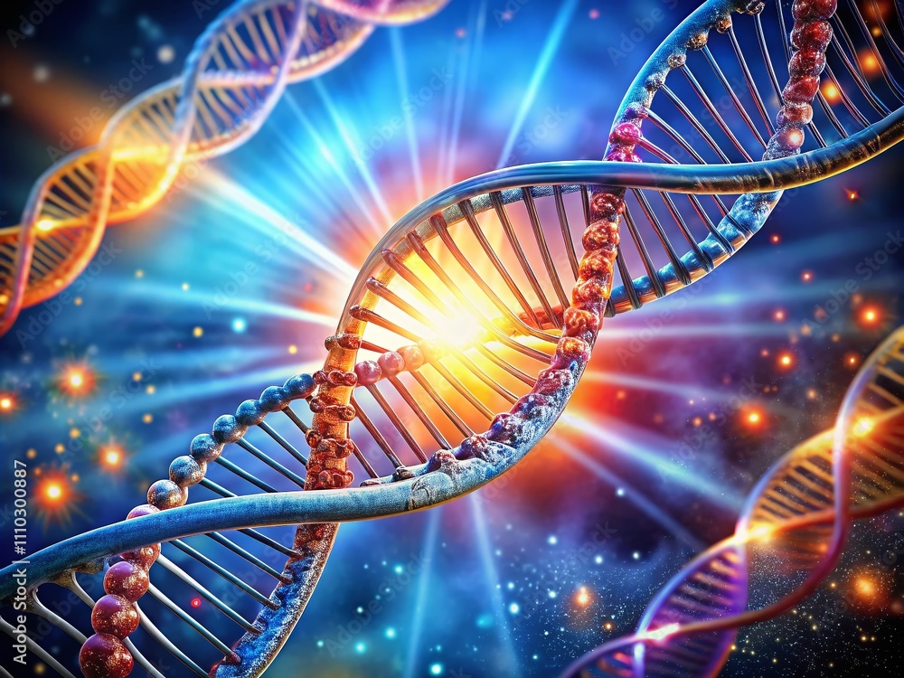 Poster dynamic visualization of dna unwinding at the origin of replication, highlighting the double helix s