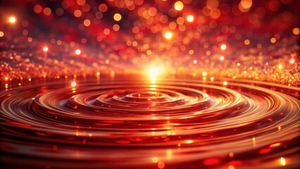 Abstract red and gold ripples with blurred bokeh lights in the background.