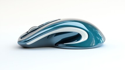 Naklejka premium Stylized vector of a sculpted ergonomic mouse for wrist support, isolated on white