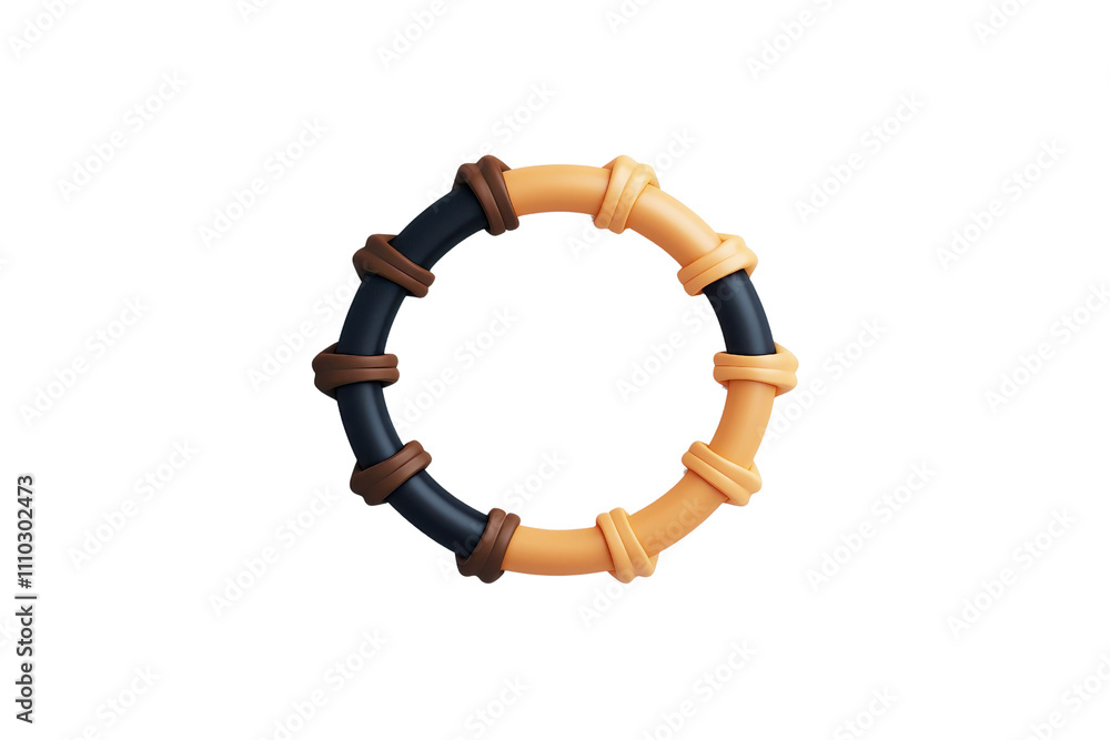 Poster a circular object with alternating segments of orange and black, featuring a segmented design that s
