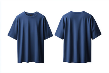 Blue Oversized T-shirt Unisex Front and Back in White Background for Mockups