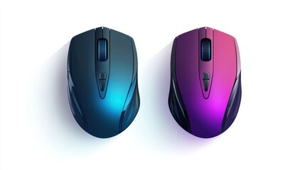 Vector rendering of a dual-mode wireless and wired mouse, professional design on white