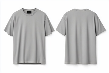 Gray Oversized T-shirt Front and Back in White Background for Mockups