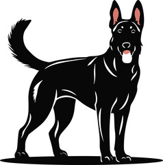 Black dog silhouette illustration vector .