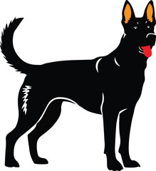 Black dog silhouette illustration vector .