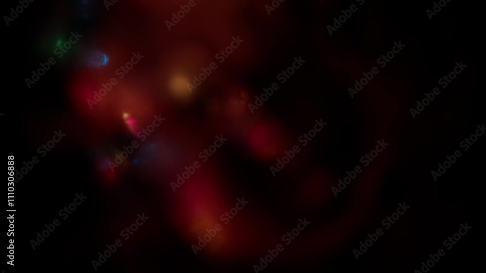Poster blurred colorful lens flare motion studio lightning, garland with bokeh effect on dark background. l