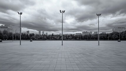 Obraz premium The silent protests in stark, empty squares under oppressive regimes, Revealing the resistance against authoritarian rule