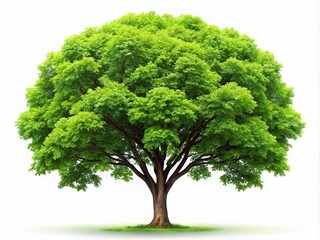 Elegant Tree Illustration with Lush Green Leaves on a Pure White Background for Architectural Photography and Nature-Themed Projects