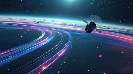 Satellite Orbit Paths in Space